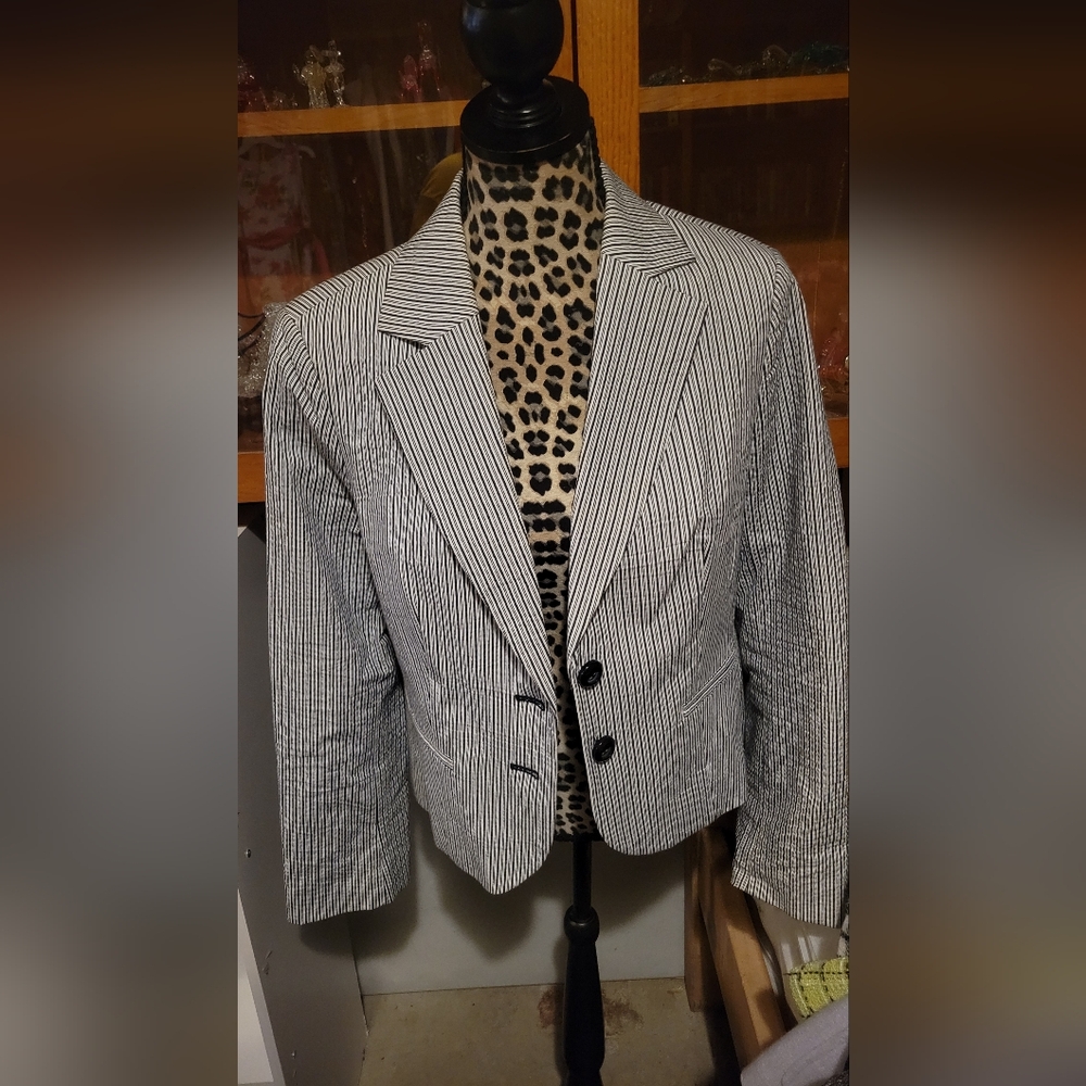 Black and White Striped Blazer